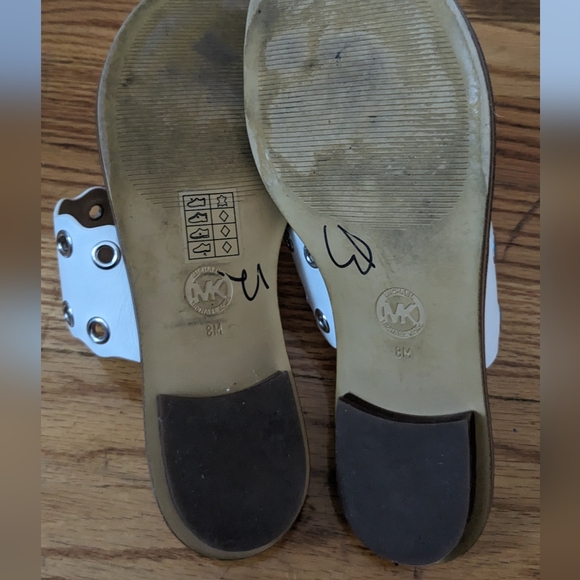 Womens Michael Kors Patty Flat Toe Ring Slip On Sandals, Optic White 8 - Picture 9 of 11